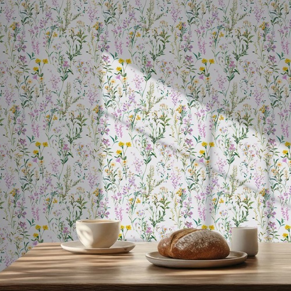 Gunnel Grey - Papiers peints - Gris - Cuisine - Floral - Scandza - Intissé