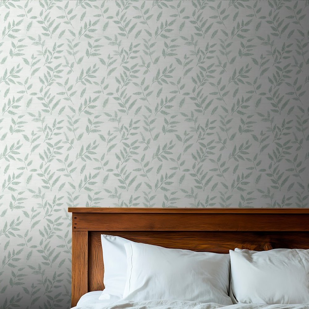 Aron Green - Papiers peints - Vert - Salon - Feuille - Scandza - Intissé