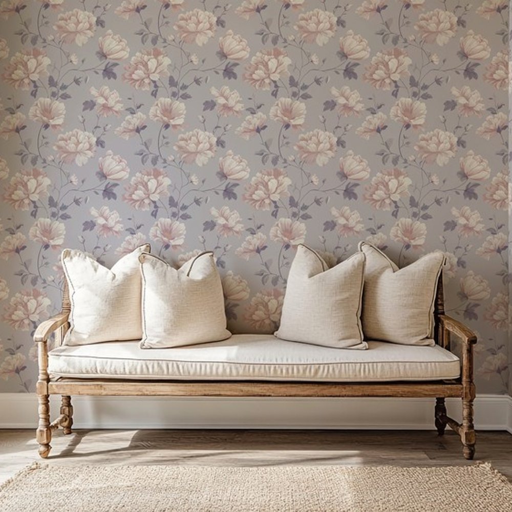 Denise Pink - Papiers peints - Rose - Chambre - Floral - Scandza - Intissé