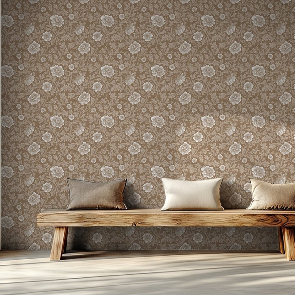Chantelle Brown - Papiers peints - Marron - Salon - Floral - Scandza - Intissé