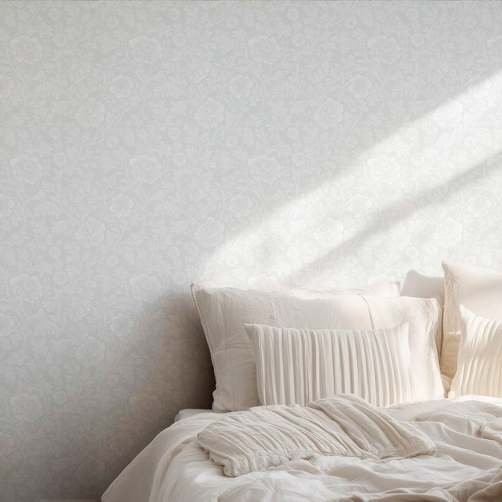 Chantelle White - Papiers peints - Blanc - Chambre - Floral - Scandza - Intissé