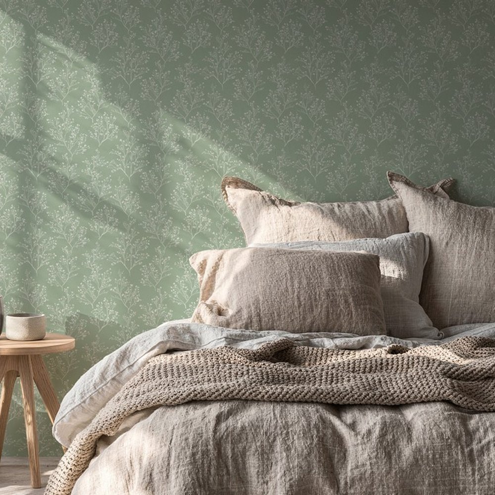 Jill Green - Papiers peints - Vert - Chambre - Feuille - Scandza - Intissé