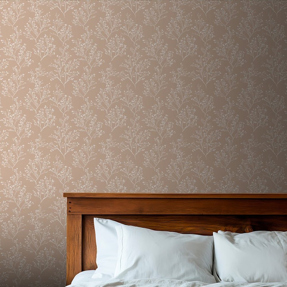 Jill Beige - Papiers peints - Beige - Salon - Feuille - Scandza - Intissé