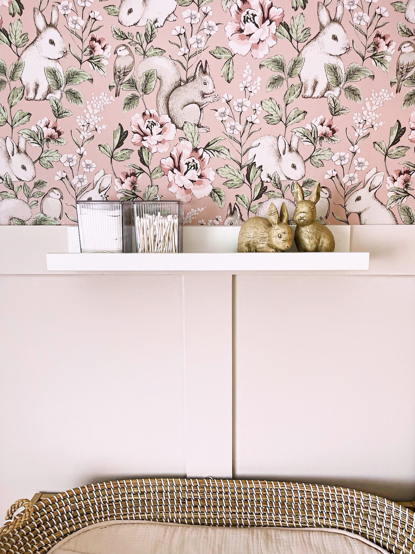 Nursery details 🩷🐰 
.
.
.
.
.
#babygirl #accountsunder1k #girlmum #mumsofinstagramuk #babygram #norfolkmums #mumssupportmums #mumlife #nursery #girlnursery #nurseryideas #themednursery wallpassion.co.uk olliella